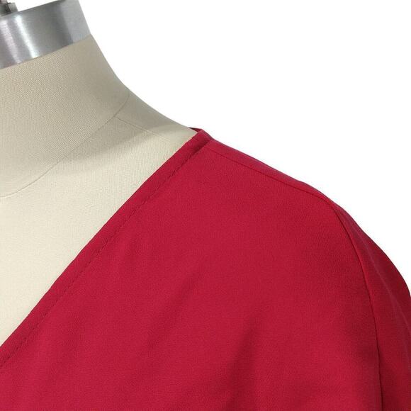 Trina Turk Zest Dress Size 4 NWT Sangria Red Batwing Shirred Skirt Surplice - Picture 6 of 12